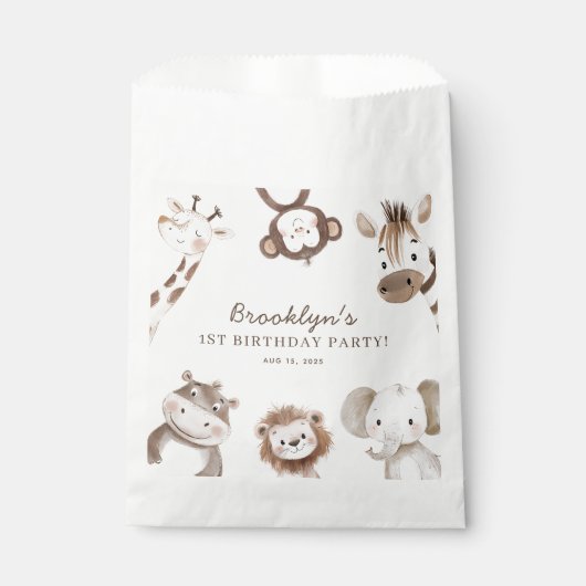 Sachets En Papier Cute Animals Safari Jungle Birthday Party Kids (Devant)