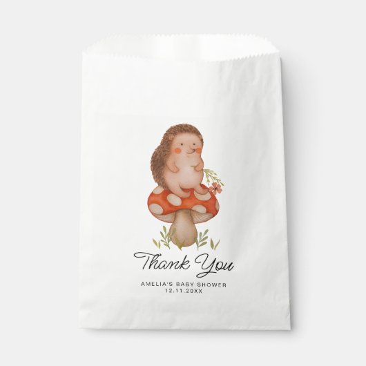 Sachets En Papier Cute aquarelle Hérisson Baby shower Merci (Devant)