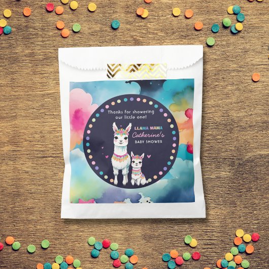 Sachets En Papier Cute aquarelle Llama Mama Baby shower mexicain
