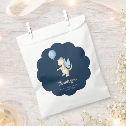 Sachets En Papier Cute Baby Dragon Blue Boy Merci Baby shower (Coupé)