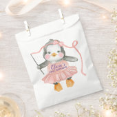 Sachets En Papier Cute Ballerina Penguin rose 1er anniversaire (Coupé)