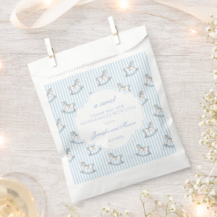 Sachets En Papier Cute bleu rocking cheval bébé garçon douche merci