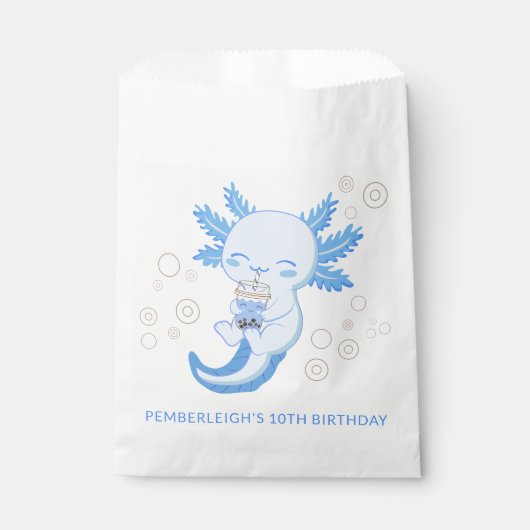 Sachets En Papier Cute Blue Axolotl Bubble Boba Tea Anniversaire (Devant)