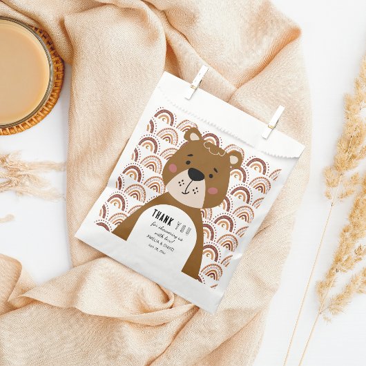 Sachets En Papier Cute Boho Bear Rainbow Neutral Baby Shower 