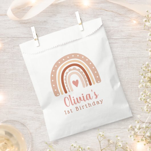 Sachets En Papier Cute Boho Rainbow Girls Premier anniversaire (Coupé)