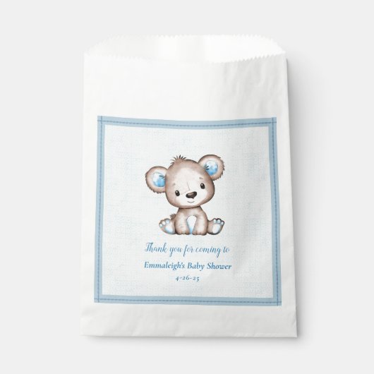 Sachets En Papier Cute Brown Ours Garçon Blanche Bleue (Devant)