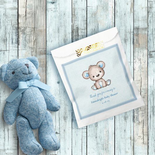Sachets En Papier Cute Brown Ours Garçon Blanche Bleue