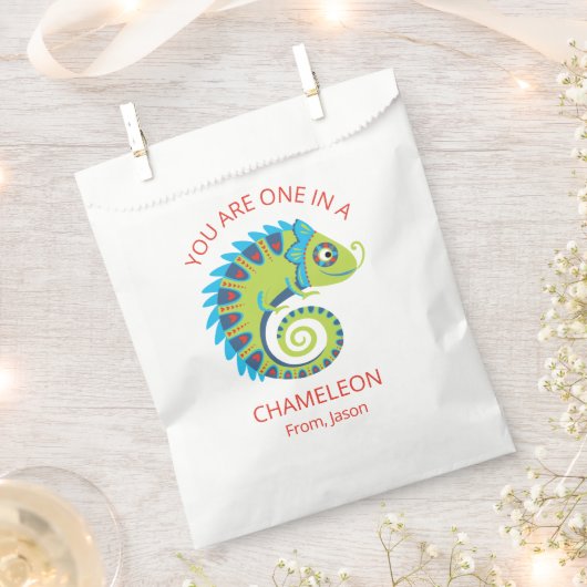 Sachets En Papier Cute Chameleon Enfants Valentines Salle de classe (Coupé)