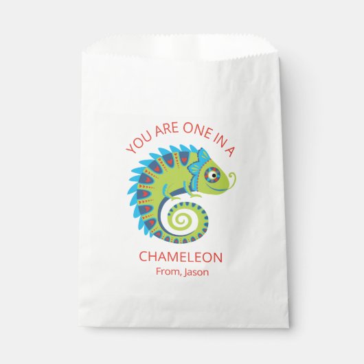 Sachets En Papier Cute Chameleon Enfants Valentines Salle de classe (Devant)