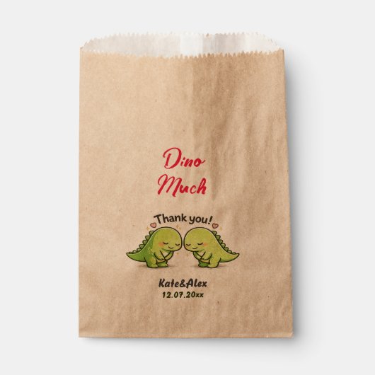 Sachets En Papier Cute Dinosaur Couple Wedding Thank You (Devant)