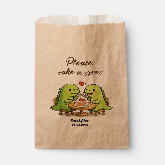 Sachets En Papier Cute Dinosaur Couple Wedding Treat (Devant)