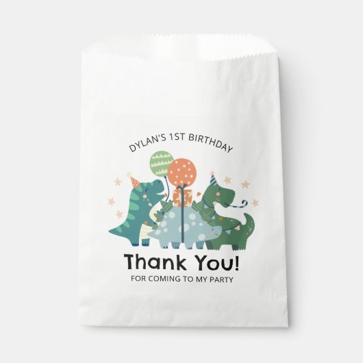 Sachets En Papier Cute Dinosaures Merci de fête d'anniversaire (Devant)