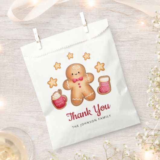 Sachets En Papier Cute en pain d'épice homme Merci de Noël (Coupé)