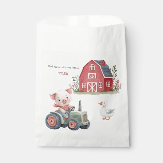 Sachets En Papier Cute Farm Animaux Cochon Barnyard Fête d'anniversa (Devant)