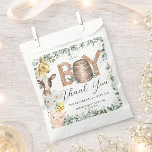 Sachets En Papier Cute Farm Animaux Verdure Garçon Grange Baby showe (Coupé)