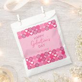 Sachets En Papier Cute Galentine's Day Coeur rose et Motif de fleurs (Coupé)