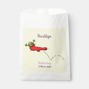 Sachets En Papier Cute grenouille dans une chaussette rouge saut de
