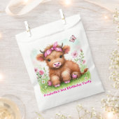 Sachets En Papier Cute Highland Vache papillon Fille Anniversaire (Coupé)