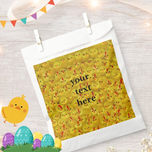 Sachets En Papier Cute Jaune Poussins de Pâques Texte personnalisé F