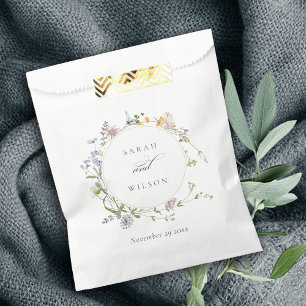 Sachets En Papier Cute Jaune Rustique Pré Floral Mariage de la couro