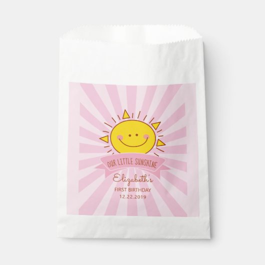 Sachets En Papier Cute Kawaii Rose Petit Soleil Enfants 1er annivers (Devant)