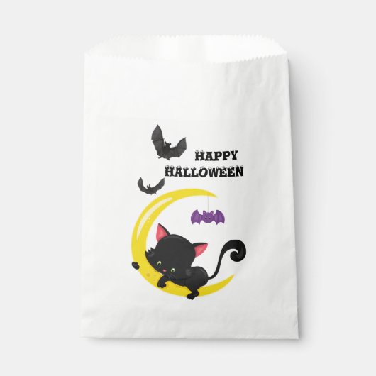Sachets En Papier Cute Kitten et Bats Halloween (Devant)