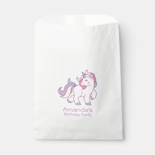Sachets En Papier Cute Magique Unicorn couleur pastel Personnalisé (Devant)