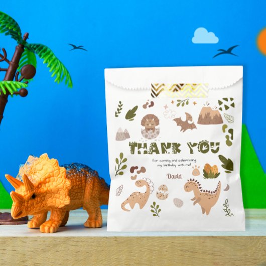 Sachets En Papier Cute Neutral Dinosaur Anniversaire Merci