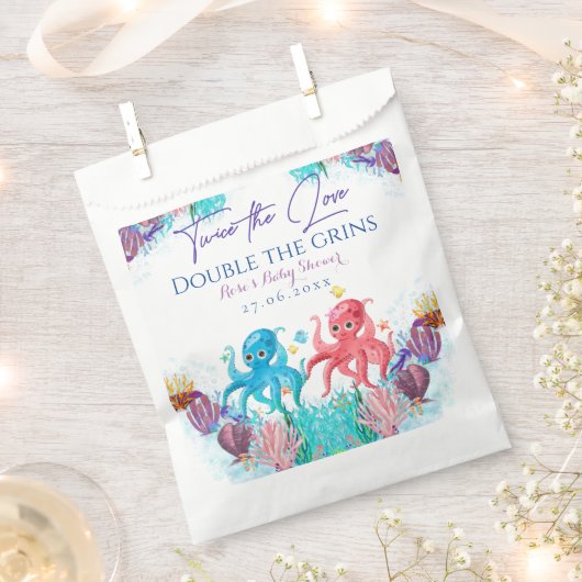 Sachets En Papier Cute Ocean Sea Twin Octopus Baby shower Party (Coupé)