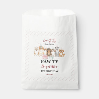 Sachets En Papier Cute Puppy Dog Boy 1st Birthday | Pawty Time First