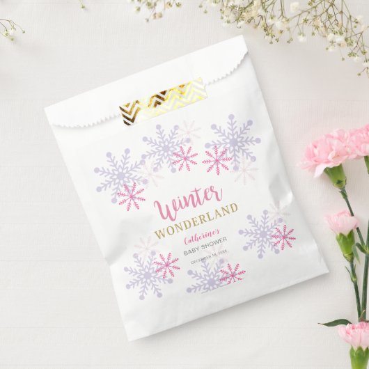 Sachets En Papier Cute Rose Winter Wonderland Baby shower Snowflakes (Scellé)