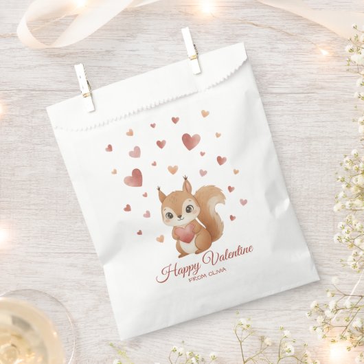 Sachets En Papier Cute Squirrel with Heart Valentine's Day (Coupé)