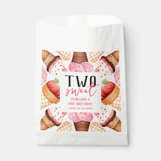 Sachets En Papier Cute Two Sweet Ice Cream 2e anniversaire (Devant)