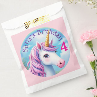 Sachets En Papier Cute Unicorn Girl' arc-en-ciel Anniversaire coloré