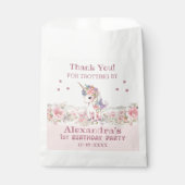 Sachets En Papier Cute Unicorn rose fille 1er anniversaire Merci (Devant)