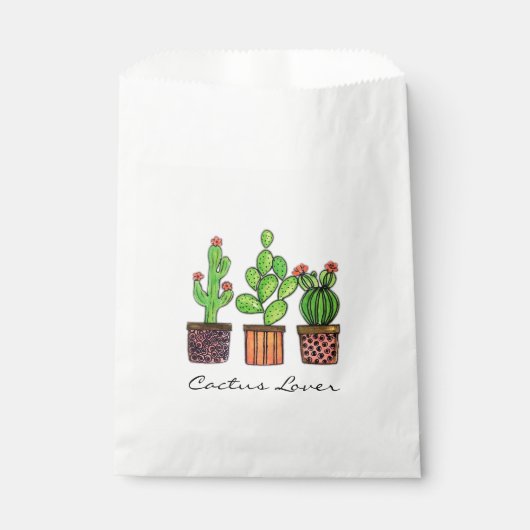 Sachets En Papier Cute Watercolor Cactus (Devant)