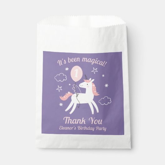 Sachets En Papier Cute Whimsical Unicorn Girls Anniversaire Merci (Devant)
