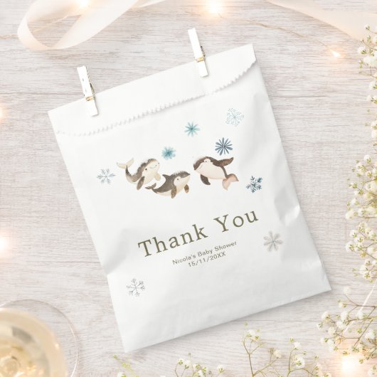 Sachets En Papier Cute Winter Arctic Whale Baby Shower (Coupé)
