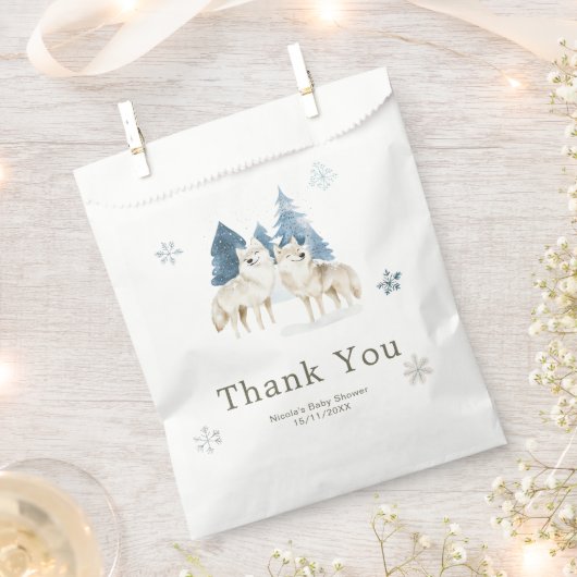 Sachets En Papier Cute Winter Arctic Wolf Baby Shower (Coupé)