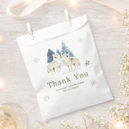 Sachets En Papier Cute Winter Arctic Wolf Birthday Party (Coupé)