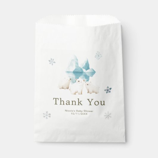 Sachets En Papier Cute Winter Polar Bears Baby Shower (Devant)