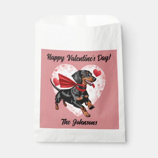 Sachets En Papier Dachshund Valentine's Day Favor Bags (Devant)