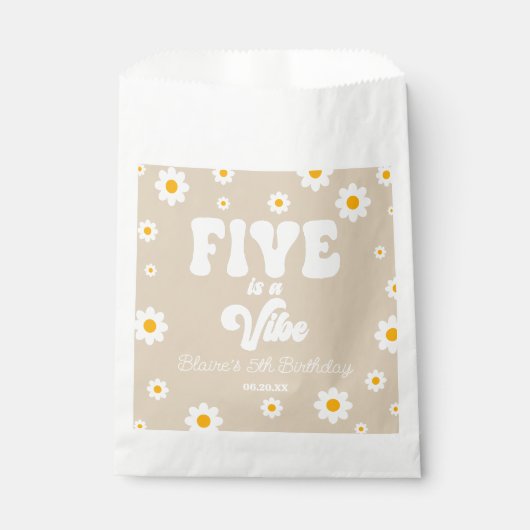 Sachets En Papier Daisy Flower Five est une Vibe 5e fête d'anniversa (Devant)