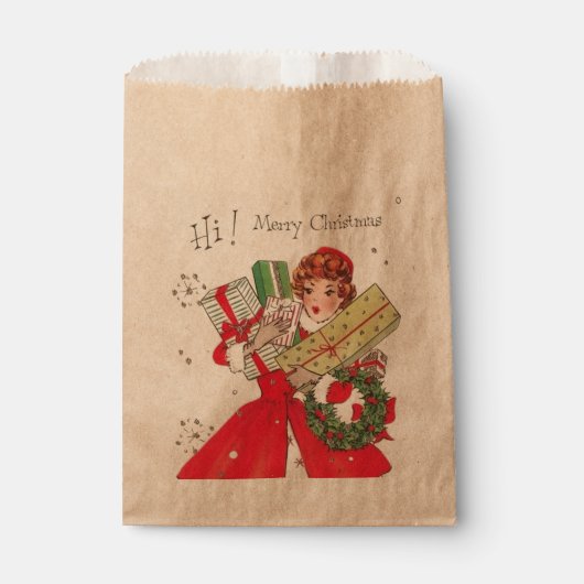 Sachets En Papier dame de Noël rétro (Devant)