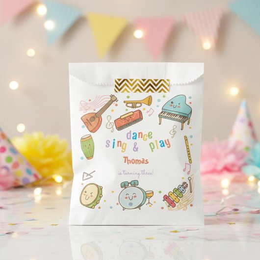 Sachets En Papier Danse chanter et jouer anniversaire de enfant