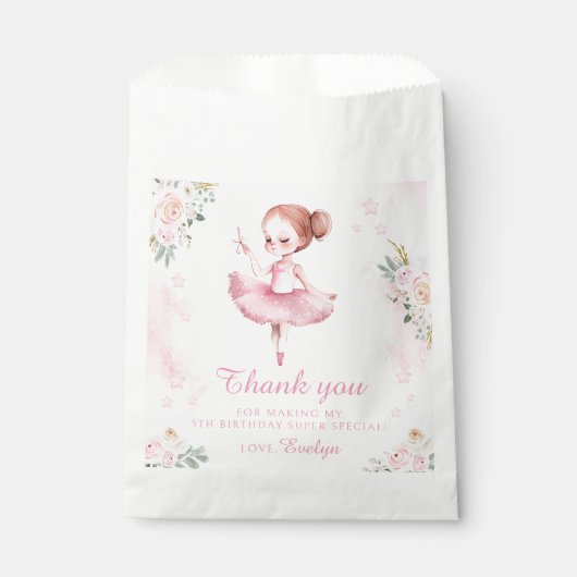 Sachets En Papier Danse rose fille d'anniversaire merci pour les sac (Devant)