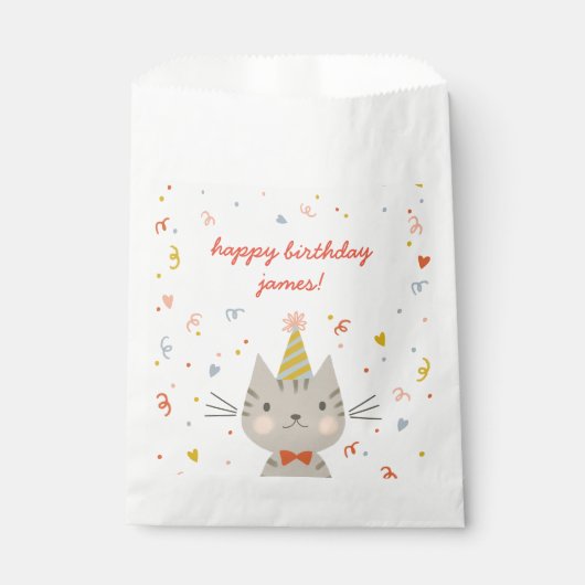 Sachets En Papier Dapper Kitty fête d'anniversaire (Devant)