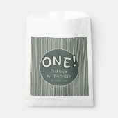 Sachets En Papier Dark Green Stripes 1st Birthday (Devant)