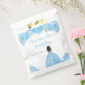 Sachets En Papier Dark Skin Princess Blue Floral Birthday Party (Scellé)