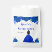 Sachets En Papier Dark Skin Princess Blue Floral Quinceanera (Devant)
